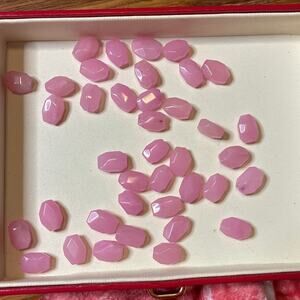 2.1 oz Pink Faceted Glass Beads Lot Mixed Shapes Drilled Holes